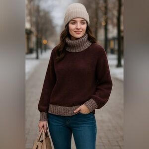 Nine West Burgundy Turtleneck Sweater